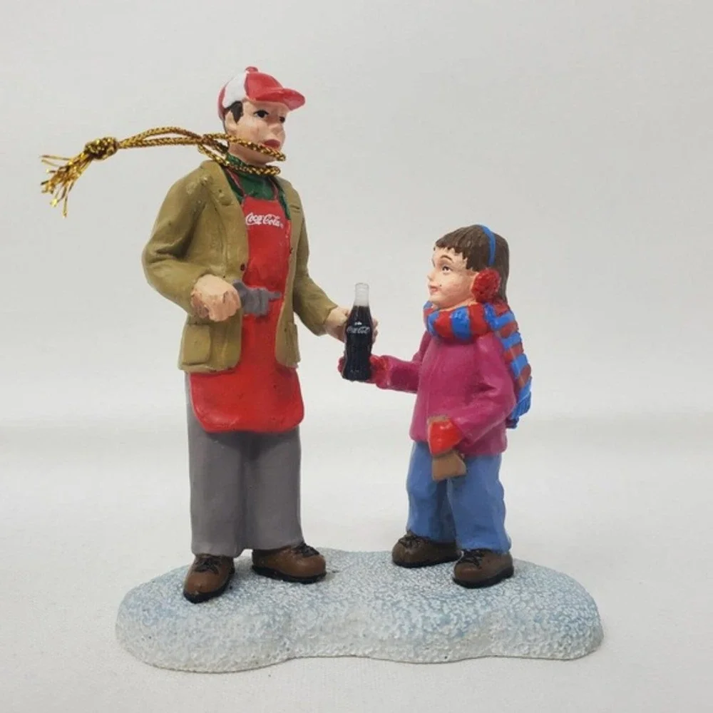 Coca‎ Cola Christmas Tree Ornaments Lot Of 2 Polar Bear Man Child Collectible